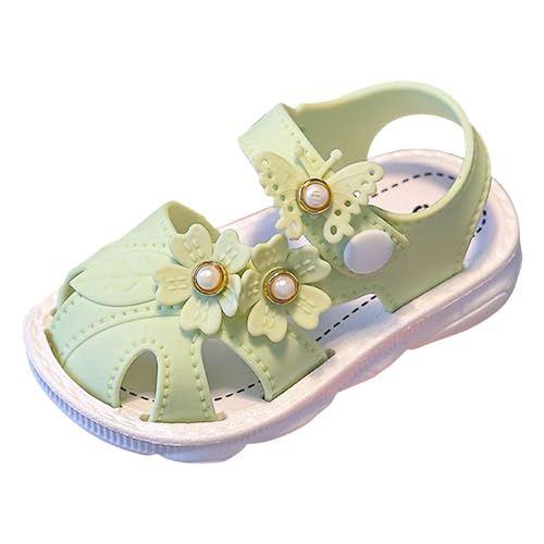 Barfußschuhe Kinder, Barefoot Kids, weiche Lauflernschuhe, geschlossene Sandalen Mädchen & Jungen, Krabbelschuhe, Minimalschuhe, Frühling - Sommer, Klettverschluss (01-4-Grün, 18.5 Infant) von Fhuuly