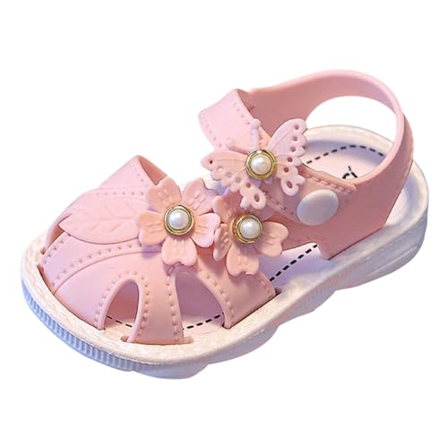 Barfußschuhe Kinder, Barefoot Kids, weiche Lauflernschuhe, geschlossene Sandalen Mädchen & Jungen, Krabbelschuhe, Minimalschuhe, Frühling - Sommer, Klettverschluss (01-4-Rosa, 18.5 Infant) von Fhuuly