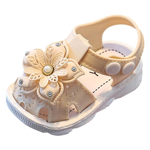 Barfußschuhe Kinder, Barefoot Kids, weiche Lauflernschuhe, geschlossene Sandalen Mädchen & Jungen, Krabbelschuhe, Minimalschuhe, Frühling - Sommer, Klettverschluss (01-5-Beige, 18.5 Infant) von Fhuuly