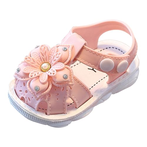 Barfußschuhe Kinder, Barefoot Kids, weiche Lauflernschuhe, geschlossene Sandalen Mädchen & Jungen, Krabbelschuhe, Minimalschuhe, Frühling - Sommer, Klettverschluss (01-5-Rosa, 18.5 Infant) von Fhuuly