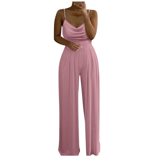 Damen Eleganter Festlicher Jumpsuits Jumpsuit Damen Elegant Sommer Festlich Schick Hochzeit Lang Hochzeitsgast Outfit Damen-Jumpsuit für Den Sommer Leicht-Latzhose Weites Bein Latzhose S-XXL von Fhuuly