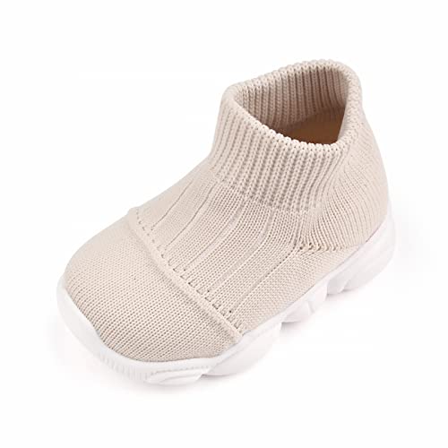 Fhuuly Baby Sockenschuhe Mädchen Jungen Lauflernschuhe 6-36 Monate Kleinkind Stricken Krabbelschuhe mit rutschfeste Gummisohle Mesh Sneaker Atmungsaktiv Babyschuhe mit Weiche Anti-Rutsch Sohle von Fhuuly