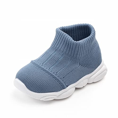 Fhuuly Baby Sockenschuhe Mädchen Jungen Lauflernschuhe 6-36 Monate Kleinkind Stricken Krabbelschuhe mit rutschfeste Gummisohle Mesh Sneaker Atmungsaktiv Babyschuhe mit Weiche Anti-Rutsch Sohle von Fhuuly