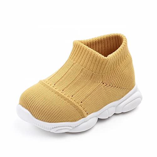 Fhuuly Baby Sockenschuhe Mädchen Jungen Lauflernschuhe 6-36 Monate Kleinkind Stricken Krabbelschuhe mit rutschfeste Gummisohle Mesh Sneaker Atmungsaktiv Babyschuhe mit Weiche Anti-Rutsch Sohle von Fhuuly