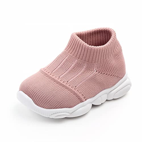 Fhuuly Baby Sockenschuhe Mädchen Jungen Lauflernschuhe 6-36 Monate Kleinkind Stricken Krabbelschuhe mit rutschfeste Gummisohle Mesh Sneaker Atmungsaktiv Babyschuhe mit Weiche Anti-Rutsch Sohle von Fhuuly