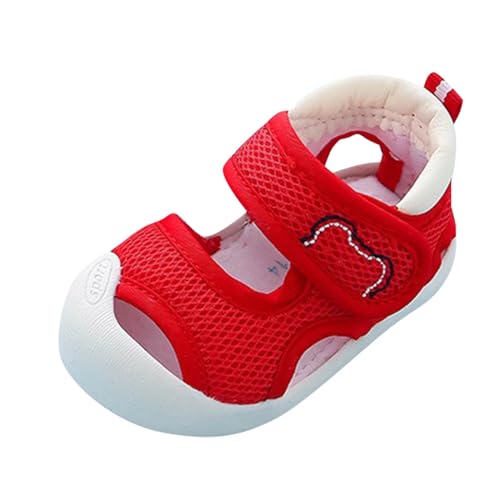 Fhuuly Krabbelschuhe Baby Lauflernschuhe Jungen Mädchen Kleinkinder Schuhe Canvas Atmungsaktiv und Antirutsch 1-3 Jahre Baby Sneaker Weicher Babyhausschuhe Kleinkind rutschfeste (S2-Red, 14) von Fhuuly