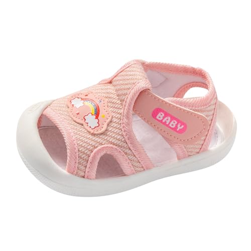 Fhuuly Krabbelschuhe Baby Lauflernschuhe Jungen Mädchen Kleinkinder Schuhe Canvas Atmungsaktiv und Antirutsch 1-3 Jahre Baby Sneaker Weicher Babyhausschuhe Kleinkind rutschfeste (S3-Rosa, 14) von Fhuuly