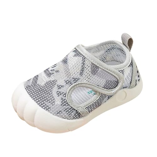 Fhuuly Krabbelschuhe Baby Lauflernschuhe Jungen Mädchen Kleinkinder Schuhe Canvas Atmungsaktiv und Antirutsch 1-3 Jahre Baby Sneaker Weicher Babyhausschuhe Kleinkind rutschfeste (S4-Grey, 18) von Fhuuly