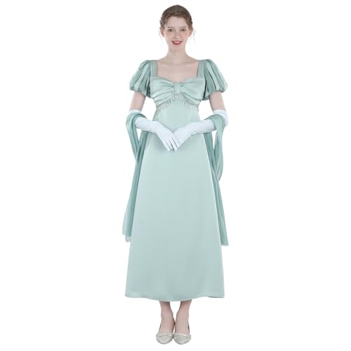 Fiamll Regency Kleid Damen Empire Taille Renaissance Kleider Mit Handschuhen und Schal Vintage-Ballkleid Teeparty Abendkleid L Fiamll Regency Kleid Damen Empire Taille Renaissance Kleider Mit Handschuhen und Schal Vintage-Ballkleid Teeparty Abendkleid L von Fiamll