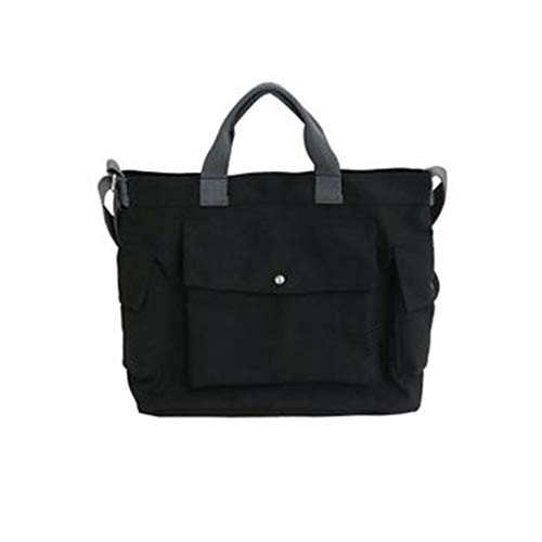 Ficher MäNner und Frauen Retro Canvas Messenger Bag Messenger Bag Canvas UmhäNgetasche Shopping Einkaufstasche Handtasche Schwarz von Ficher