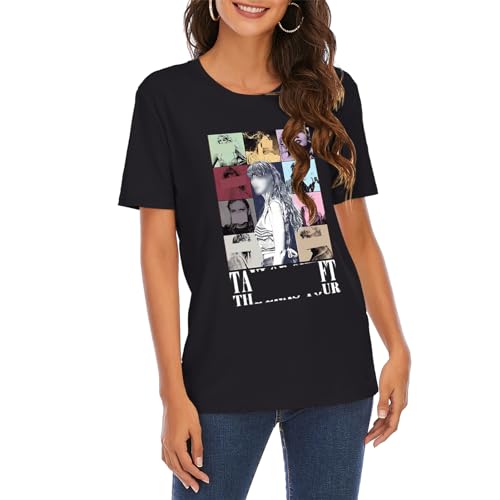 Ficlwigkis Taylor T Shirt,Taylor Shirt,Taylor Tshirt,Taylor Merchandise,2024 Taylor Concert Outfit,Taylor Konzertshirts für Fans,Taylor Clothes,Taylor Outfit(DE, Alphanumerisch,S,Regular, Schwarz) von Ficlwigkis