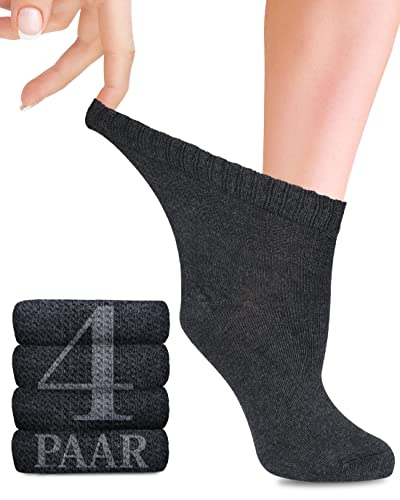 Fiera Besa 4 Paar Diabetiker Knöchelhoch Bambus Damensocken (39-42, Charcoal) von Fiera Besa