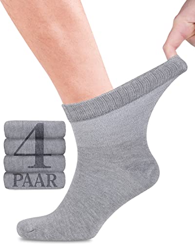 Fiera Besa Diabetikersocken Herren, 4 Paar Knöchelhohen Bambus Socken mit Lycra, Dünne und ohne Naht Bequem Bambussocken für Alltag, 39-42 und 43-46 mit 10 Farben (43-46, Hellgrau) von Fiera Besa