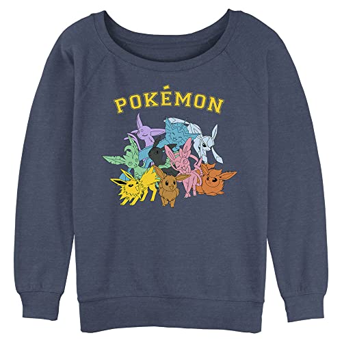 Pokemon Damen Gotta Catch Eeveelutions Fleece, Blau meliert, S von Pokémon