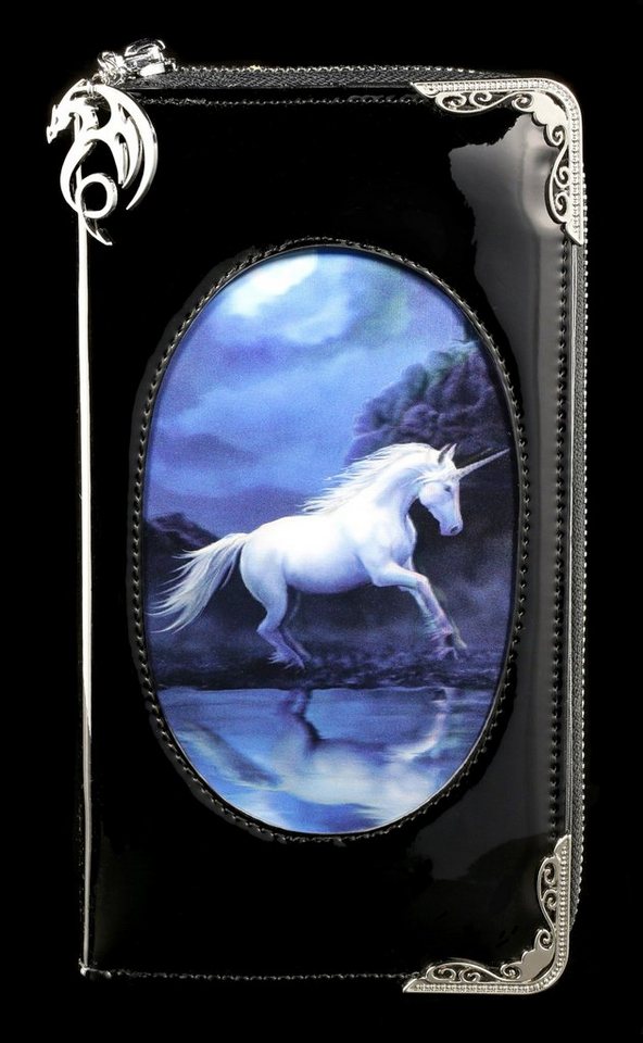 Figuren Shop GmbH Geldbörse Lack Geldbörse mit 3D Motiv - Moonlight Unicorn - Anne Stokes - Fantasy Geldbeutel von Figuren Shop GmbH