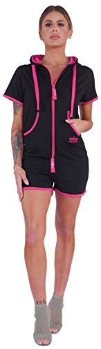 Finchgirl Hotsuit Jumpsuit Overall Onesie Jogger Einteiler (S, Black/Pink) von Finchgirl