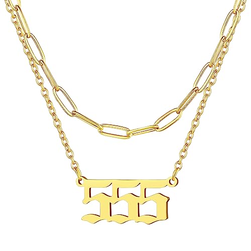 FindChic Angel Number Kette 555 Layered Halskette Gold Damen Mädchen Engelszahl Anhänger Kette Nummerkette Freundschaftskette für Geburtstag Weihnachten von FindChic