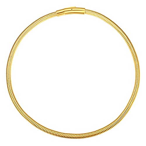 FindChic Damen Halskette Edelstahl Runde Box Kette Snake Bone Chain Halskette Schlangenknochen Kette für Frauen Männer Charm Geschenke Kettelänge 40cm Gold von FindChic