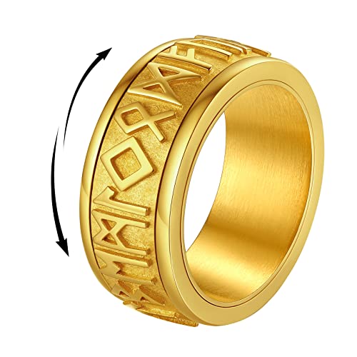 FindChic Herren Ring Anti Stress Ring Edelstahl Stern Mond Sonne drehbarer Spinner Ring Damen für Geburtstag Weihnachten Gold 10 von FindChic