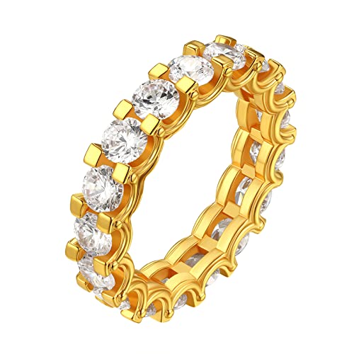 FindChic Ring Damen Gold Cubic Zirkonia Ring ais Kupfer Solitärring Diamant Ehering mit Stein Ewigkeitsringe Geschenk für Herren 5mm breit 57 von FindChic