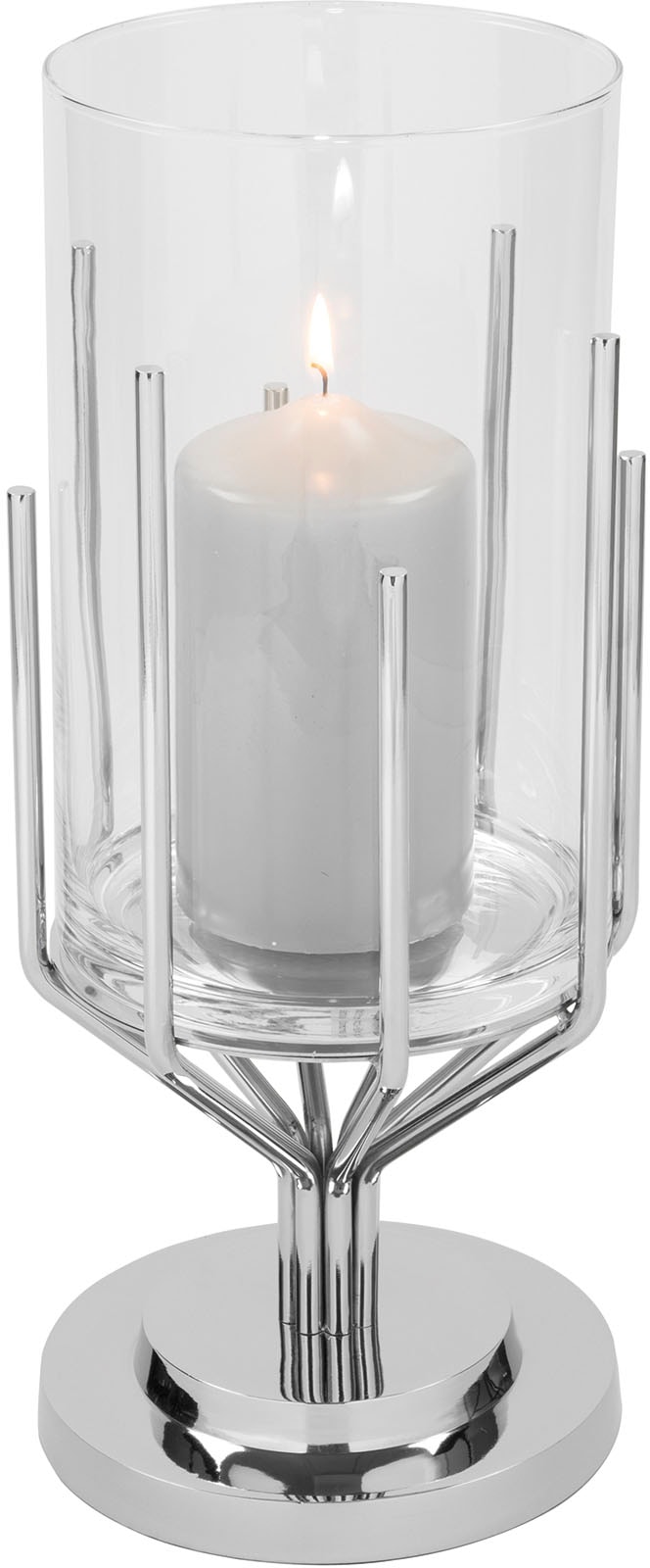 Fink Windlicht "LUXOR", (1 St.), Silberfarben - aus Aluminium, Edelstahl und Glas von Fink