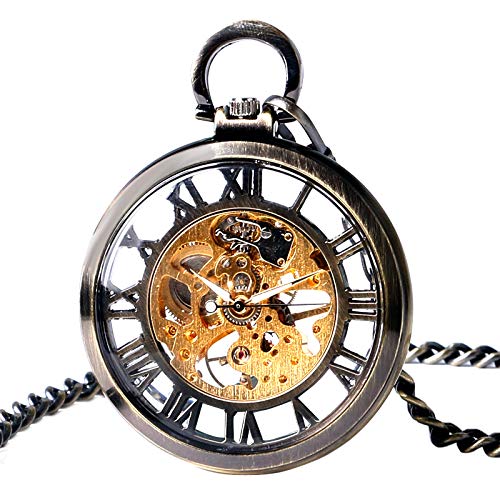 Finoti Taschenuhr, Vintage-Taschenuhr mit Taschenkette, offenes Design, mechanische Taschenuhr, Exquisite Taschenuhr, Geschenke für Männer von Finoti