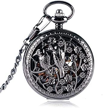 Finoti Taschenuhr, achteckige mechanische Taschenuhr für Jungen, Jugend-Retro-Taschenuhr mit Handaufzug, Kette von Finoti