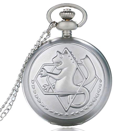 Finoti Taschenuhr-Halskette, silberfarben/bronzefarben, Fullmetal Alchemist, Taschenuhr, Edward Elric, Anime-Design, Jungen-Anhänger, Halskette, Kette, Geschenk, Pearl Sand von Finoti