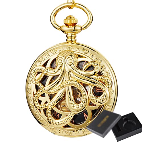 Octopus Mechanische Taschenuhr Steamhand-Wind Flip Clock Fob Watch mit Cfür Herren Damen Kollektion/B von Finoti