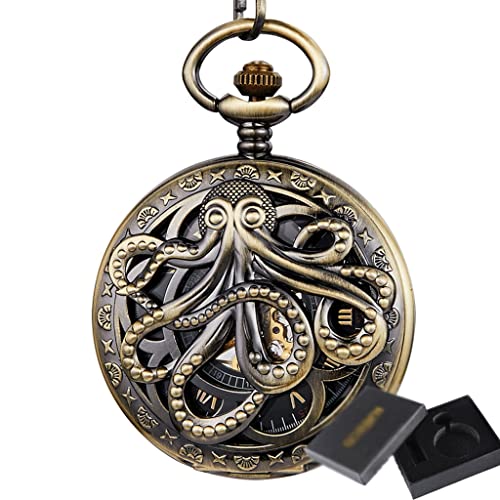 Octopus Mechanische Taschenuhr Steamhand-Wind Flip Clock Fob Watch mit Cfür Herren Damen Kollektion/B von Finoti