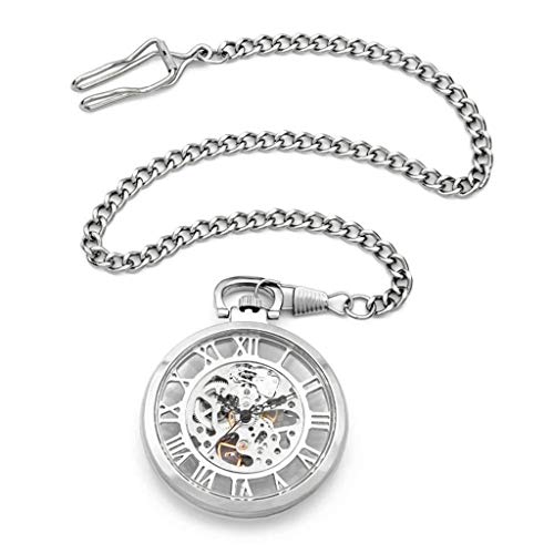 Silber Weiß Mechanische Taschenuhr Mode Hohl High-end-Wand Diagramm Retro Abdeckung Männer und Frauen Mechanische Taschenuhr von Finoti