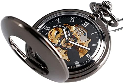 Steampunk-Uhr, Taschenuhr-Anhänger, Halskette, Damen, glattes Gehäuse, Anhänger, Vintage, luxuriös, automatisch, mechanisch von Finoti