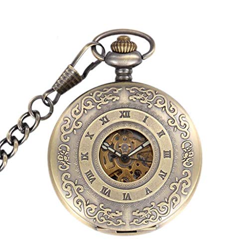 Taschenuhr, Klassische Geschnitzte römische Hohle automatische mechanische Taschenuhr, Flip-Retro-Geschenk-Taschenuhr für Männer und Frauen von Finoti