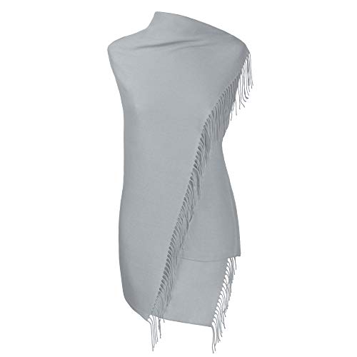 Fiolini Pashmina Schal Stola Umschlagtücher Tuch für Damen - Super Weich – (hellgrau) von Fiolini