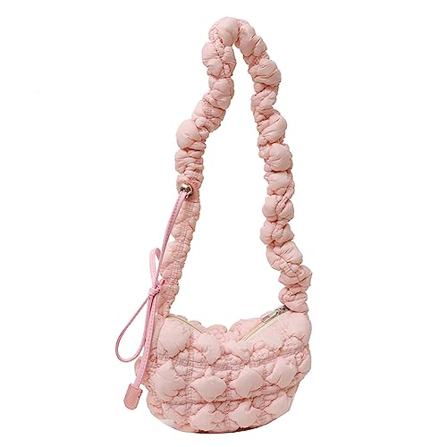 Fiorky Damen Bubble Cloud Tasche, kreative Umhängetaschen, gesteppt, gepolstert, gerüscht, große Geldbörse, Reißverschluss, verstellbarer Schultergurt, Kordelzug for Party, Sommer, Mädchenta von Fiorky