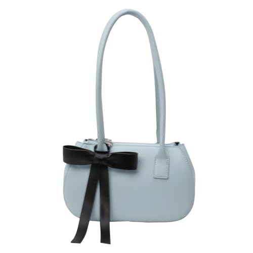 Fiorky Damen-Freizeit-Achselhandtasche mit Schleife, modische Schultertasche, Kontrastfarbe, Reise-Unterarm-Handtasche, Mädchen-Outdoor-Tagestasche (blau) von Fiorky