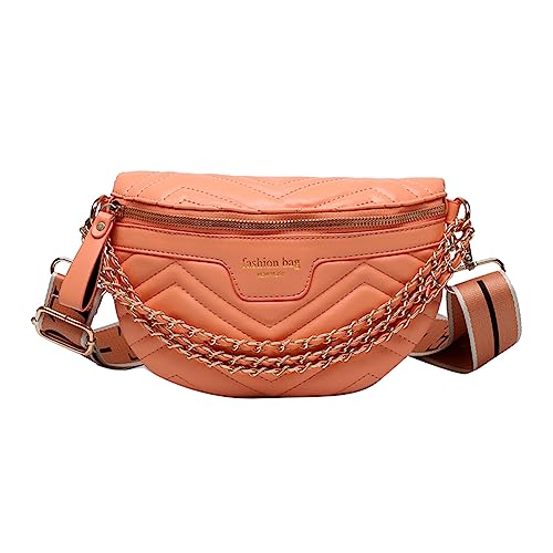 Fiorky Damen-Gürteltasche, PU-Leder, mit Nähten, Verstellbarer Riemen, weich, einfarbig, weiblich, Umhängetasche (Orange) von Fiorky