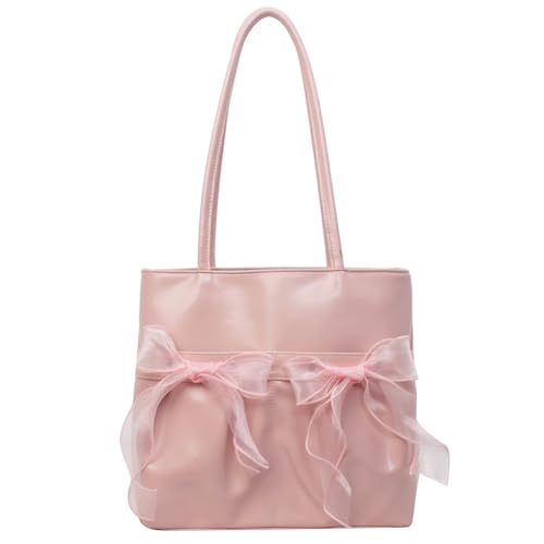 Fiorky Damen-Handtasche, lässig, PU-Leder, modisch, Schultertasche, Reißverschluss, Reisen, Unterarm-Handtasche, Mädchen, Outdoor, Alltagstasche (Rosa) von Fiorky