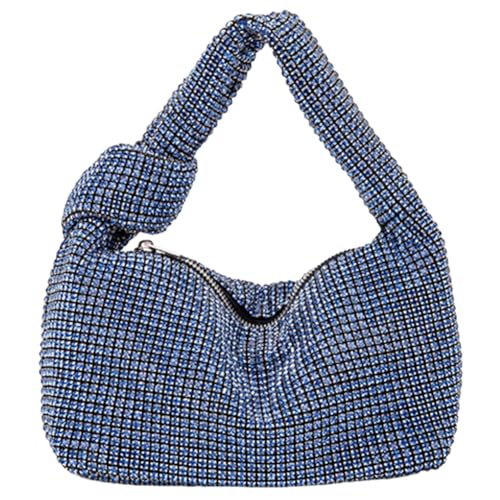 Fiorky Damen Knoten Strass Abendtasche Glitzer Umhängetasche Glitzer Clutch Stilvolle Glitzer Kristall Clutch Party Abschlussball Tasche, blau, 36*12*30 cm/14.17x4.72x11.81inch von Fiorky