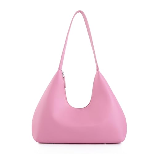 Fiorky Damen-Luxus-Retro-Tasche, PU-Leder, elegante Tragetasche, Tasche mit weichem Griff oben, einfarbig, lässige Tasche for weibliche Mädchen (Rosa) von Fiorky