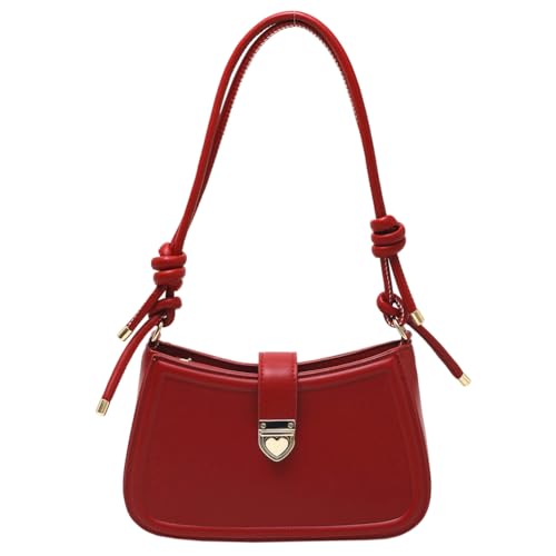 Fiorky Damen-Luxus-Umhängetasche, PU-Leder, einfache Achselhandtasche, Reißverschluss, lässige Tragetasche, Mädchen-Outdoor-Tagestasche (rot) von Fiorky