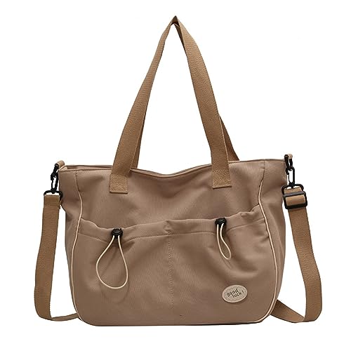 Fiorky Damen-Reisetasche, einfache Reisetasche, Taschen mit Kordelzug, Segeltuch, lässige Umhängetasche, großes Fassungsvermögen, einfarbig, vielseitig, Freizeit-Handtasche for Damen und Mäd von Fiorky