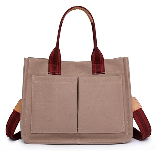 Fiorky Damen Retro-Tasche mit Griff oben, großes Fassungsvermögen, Segeltuch, modische Umhängetasche, verstellbarer Riemen, stilvolle Umhängetasche, mehrere Taschen, lässige Umhängetasche (K von Fiorky