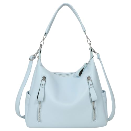 Fiorky Damen Retro-Umhängetasche, PU-Leder, einfarbig, Damen-Outdoor-Tasche (blau) von Fiorky