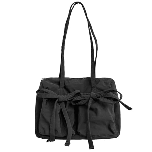 Fiorky Damen-Tragetaschen, Umhängetasche, niedliche Umhängetasche mit Schleife, lässige Tragetasche mit Reißverschluss, einfarbig, Schultertasche,Mädchen,Outdoor-Tagestasche, Einkaufstaschen von Fiorky