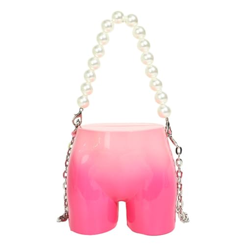 Fiorky Damen-Umhängetasche aus Acryl mit Kette, Mini-Crossbody-Geldbörse, Neuheit, einzigartige Schultertasche, Perlen-Tragetasche, Handtasche, Mädchen, stilvolle Geldbörse (Rosa) von Fiorky