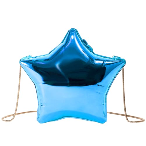 Fiorky Damen-Umhängetasche in Sternform, einfarbig, Acryl, Mini-Stern-Kettentasche, neuartige fünfzackige Stern-Tasche for formelle Hochzeit, Abschlussball, Party (blau) von Fiorky