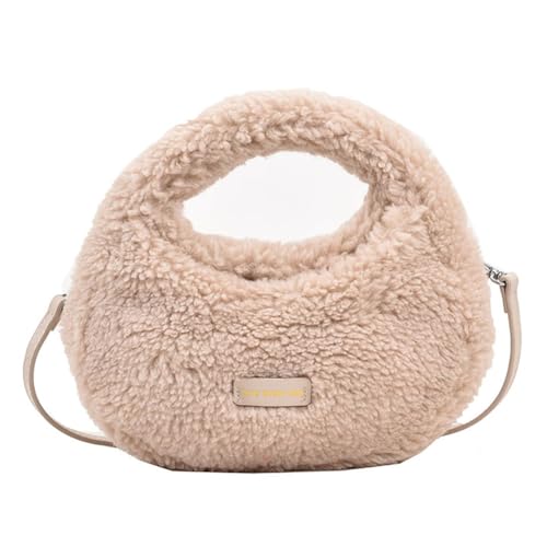 Fiorky Flauschige Tragetasche for Damen, niedliche pelzige Umhängetasche, lässige Umhängetasche, vielseitige Winter-Shopper-Geldbörse (Khaki) von Fiorky