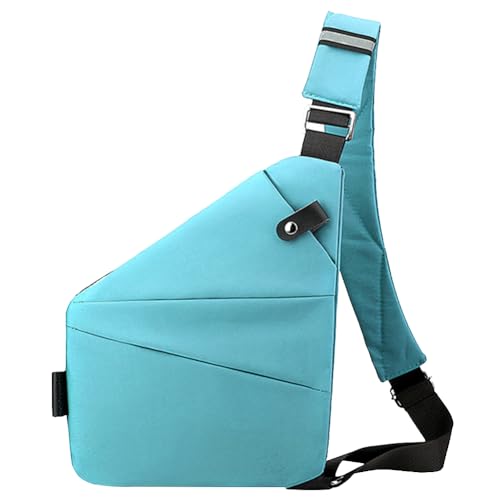 Fiorky Herren-Mode-Brusttasche, kleine Hüfttasche, großes Fassungsvermögen, multifunktionale Gürteltasche, Verstellbarer Riemen, ergonomische Mini-Umhängetasche (Himmelblau, rechte Schulter) von Fiorky