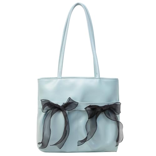 Fiorky Lässige Damen-Tragetasche, PU-Leder, Freizeit-Achselhandtasche, Reißverschluss, modische Schultertasche, Mädchen-Outdoor-Tagestasche (blau) von Fiorky